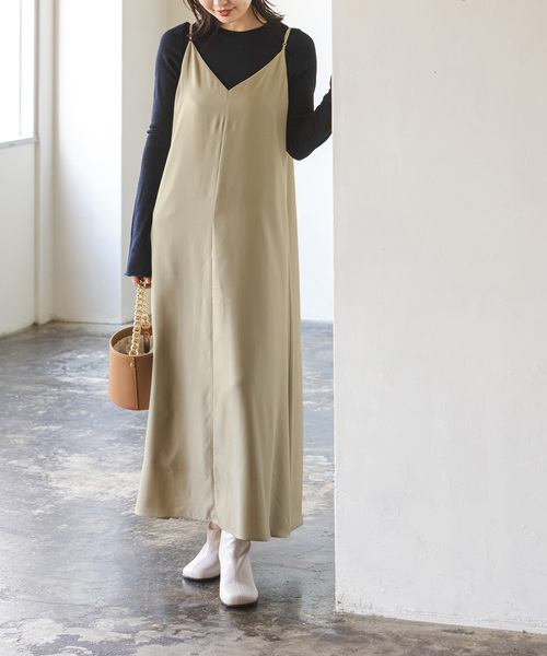 Noble(ノーブル)の「《追加》ビンテージツイルコンフォータブルキャミワンピース3(ワンピース・レディース・ブラック/ベージュ・FREE)」の20枚目の写真