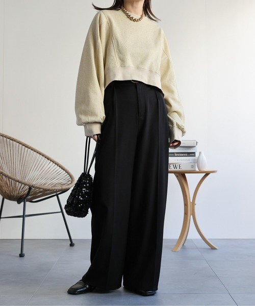 ap retro(アプレトロ)の「ショートラグランラメプルオーバー/スウェット(スウェット・レディース・アイボリー/ブラック/グレー/モカ・FREE)」の13枚目の写真