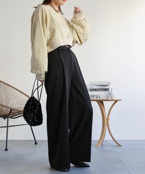 ap retro(アプレトロ)の「ショートラグランラメプルオーバー/スウェット(スウェット・レディース・アイボリー/ブラック/グレー/モカ・FREE)」の17枚目の写真