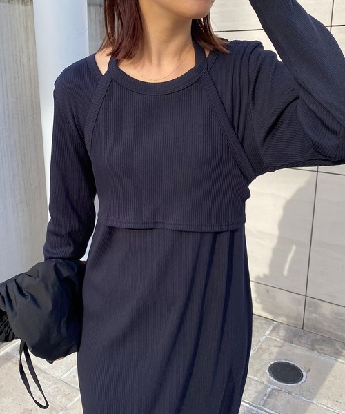 CAPRICIEUX LE'MAGE（カプリシューレマージュ）の「【サイズ展開あり】【セットアイテム】ホルターSETワンピース（ワンピース・レディース・ベージュ/ネイビー・FREE/MT/PS）」の8枚目の写真