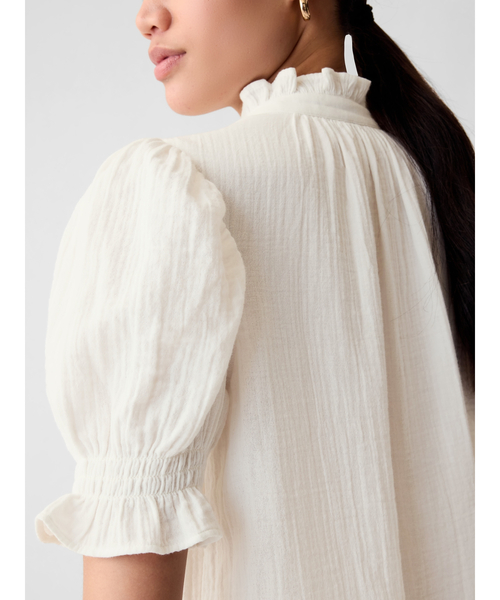 agawd パフスリーブ　ガーゼ　ブラウス GAP（ギャップ）の「クリンクルガーゼ パフスリーブ シャツ（シャツ