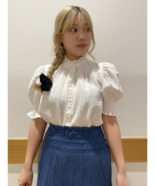 agawd パフスリーブ　ガーゼ　ブラウス GAP（ギャップ）の「クリンクルガーゼ パフスリーブ シャツ（シャツ
