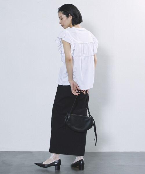 Firsthand(ファーストハンド)の「Firsthand/ファーストハンド Leather Ribbon Moon Bag / レザーリボンムーンバッグ / ワンハンドルバッグ / ショルダーバッグ / 防水レザー(ショルダーバッグ・レディース・ブラック・ONE SIZE)」の10枚目の写真