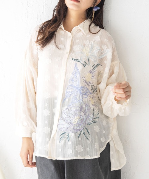 iS ScoLar（イズスカラー）の「541227：蝶花刺繍×シフォンジャガード 