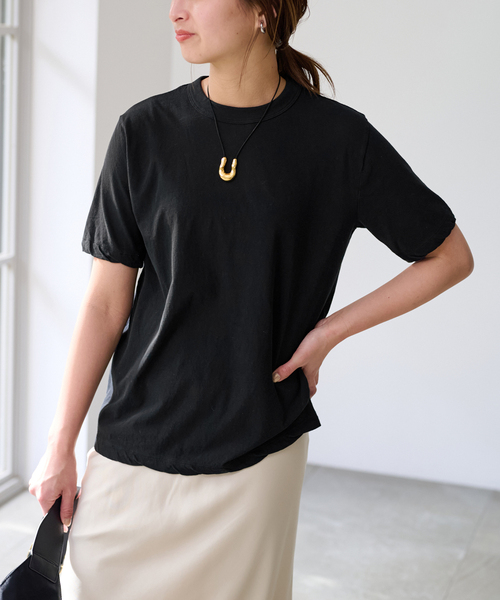 FRAMeWORK（フレームワーク）の「ATON/エイトン STANDARD T-SHIRT（Tシャツ/カットソー・レディース・ブラック/ライトグレー/イエロー・FREE）」の2枚目の写真