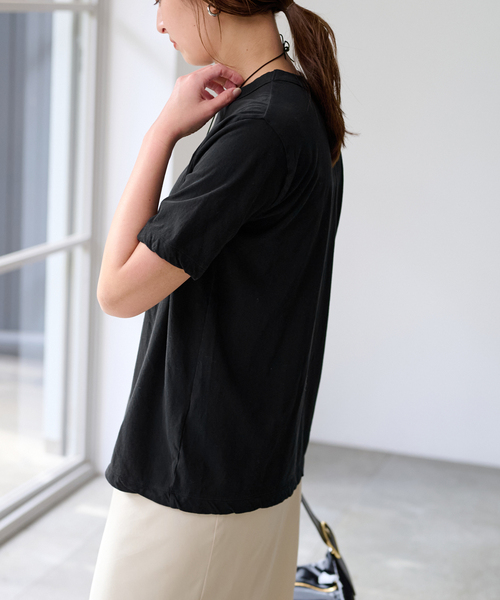 FRAMeWORK（フレームワーク）の「ATON/エイトン STANDARD T-SHIRT（Tシャツ/カットソー・レディース・ブラック/ライトグレー/イエロー・FREE）」の9枚目の写真