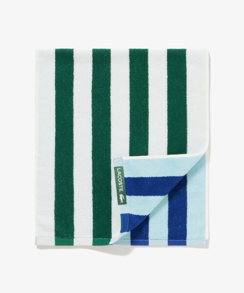 LACOSTE（ラコステ）の「リバーシブルストライプスクエアタオル（タオル・メンズ・グリーン/ネイビー・FREE）」の5枚目の写真