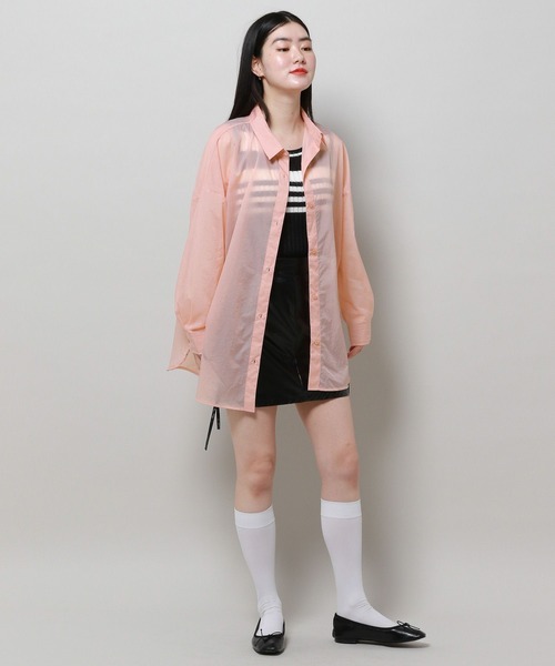 3.3 Field Trip （3.3フィールドトリップ）の「3.3 Field Trip／シアーシャツ　2117942（シャツ/ブラウス・レディース・ピンク/ホワイト/ライトブルー/チャコール・FREE）」の6枚目の写真