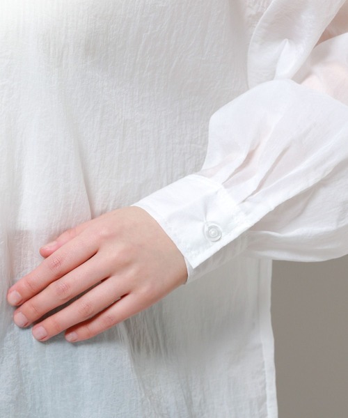 3.3 Field Trip （3.3フィールドトリップ）の「3.3 Field Trip／シアーシャツ　2117942（シャツ/ブラウス・レディース・ピンク/ホワイト/ライトブルー/チャコール・FREE）」の17枚目の写真