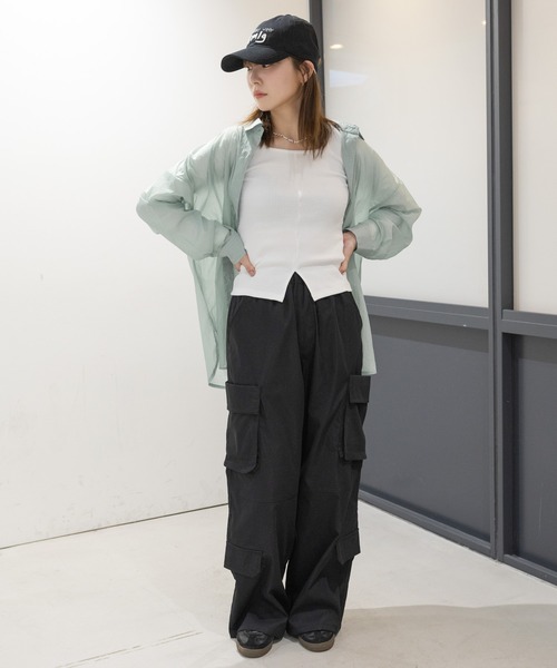 3.3 Field Trip （3.3フィールドトリップ）の「3.3 Field Trip／シアーシャツ　2117942（シャツ/ブラウス・レディース・ピンク/ホワイト/ライトブルー/チャコール・FREE）」の10枚目の写真