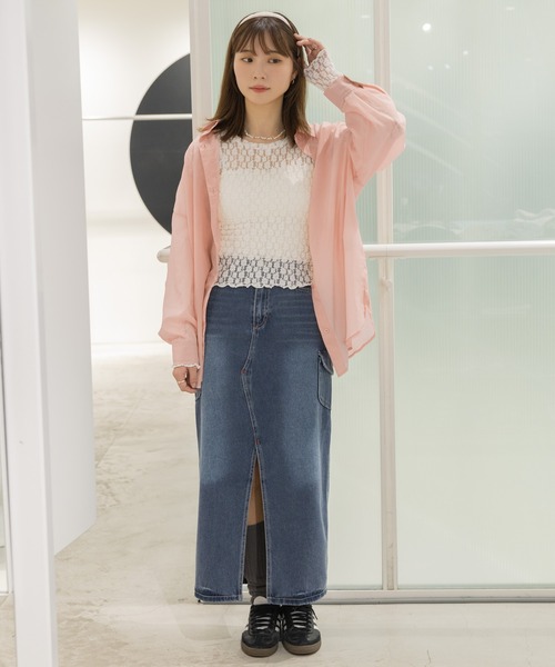 3.3 Field Trip （3.3フィールドトリップ）の「3.3 Field Trip／シアーシャツ　2117942（シャツ/ブラウス・レディース・ピンク/ホワイト/ライトブルー/チャコール・FREE）」の20枚目の写真