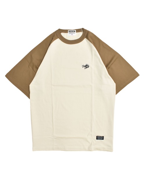 ハートリングキーネックラグランプリントTシャツ