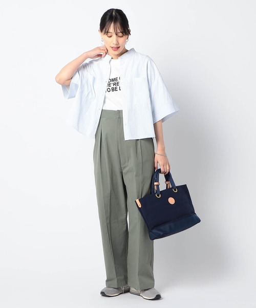 Grand PARK（グランドパーク）の「ストライプ　クロップドワイドシャツ（シャツ/ブラウス・レディース・ブルー系/グリーン系/サックスブルー系・FREE）」の8枚目の写真