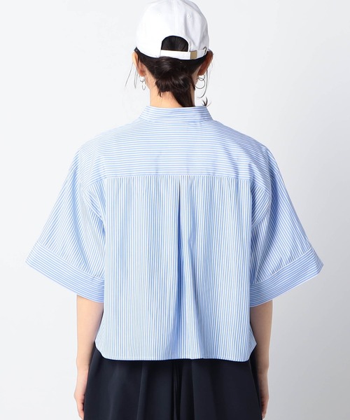 Grand PARK（グランドパーク）の「ストライプ　クロップドワイドシャツ（シャツ/ブラウス・レディース・ブルー系/グリーン系/サックスブルー系・FREE）」の7枚目の写真
