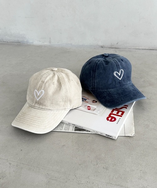 CLEA（クレア）の「ハート刺繍ピグメントキャップ（キャップ・レディース・ブラック/ベージュ/ピンク/ブルー・FREE）」の8枚目の写真