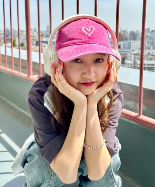 CLEA（クレア）の「ハート刺繍ピグメントキャップ（キャップ・レディース・ブラック/ベージュ/ピンク/ブルー・FREE）」の6枚目の写真