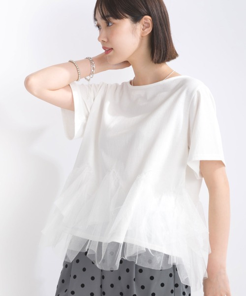 PICCIN(ピッチン)の「【WEB限定】裾チュールフリルプルオーバー(Tシャツ/カットソー・レディース・オフホワイト/ブラック・M/L)」の20枚目の写真