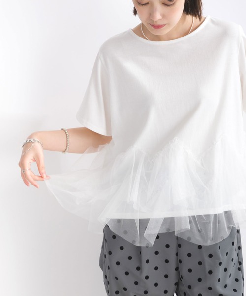 PICCIN(ピッチン)の「【WEB限定】裾チュールフリルプルオーバー(Tシャツ/カットソー・レディース・オフホワイト/ブラック・M/L)」の22枚目の写真
