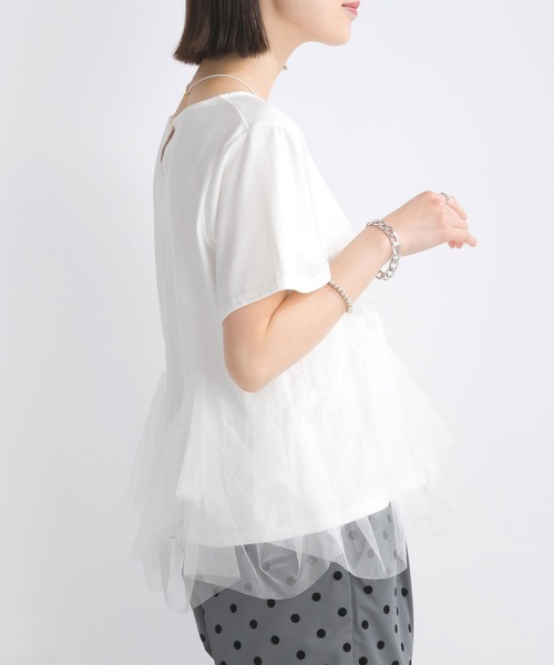 PICCIN(ピッチン)の「【WEB限定】裾チュールフリルプルオーバー(Tシャツ/カットソー・レディース・オフホワイト/ブラック・M/L)」の21枚目の写真