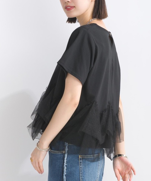 PICCIN(ピッチン)の「【WEB限定】裾チュールフリルプルオーバー(Tシャツ/カットソー・レディース・オフホワイト/ブラック・M/L)」の16枚目の写真