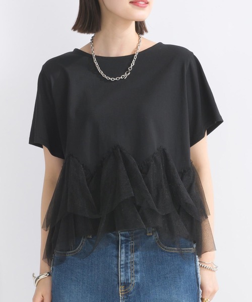 PICCIN(ピッチン)の「【WEB限定】裾チュールフリルプルオーバー(Tシャツ/カットソー・レディース・オフホワイト/ブラック・M/L)」の15枚目の写真