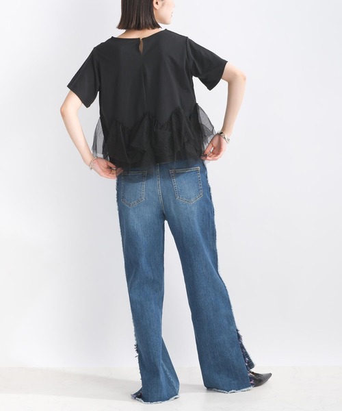 PICCIN(ピッチン)の「【WEB限定】裾チュールフリルプルオーバー(Tシャツ/カットソー・レディース・オフホワイト/ブラック・M/L)」の9枚目の写真
