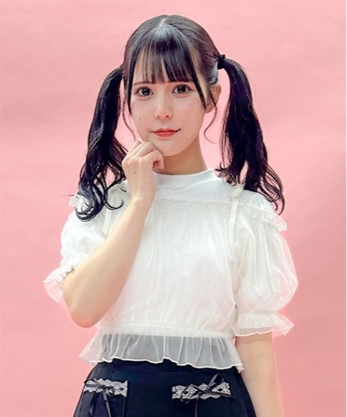 axes femme POETIQUE（アクシーズファムポエティック）の「チュールキャミセットプルオーバー（Tシャツ/カットソー・レディース・ピンク/ブラック/キナリ/ミント・MEDIUM）」の2枚目の写真