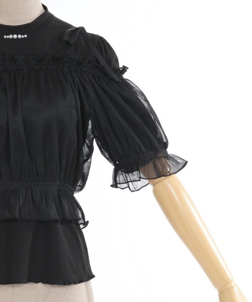 axes femme POETIQUE（アクシーズファムポエティック）の「チュールキャミセットプルオーバー（Tシャツ/カットソー・レディース・ピンク/ブラック/キナリ/ミント・MEDIUM）」の10枚目の写真