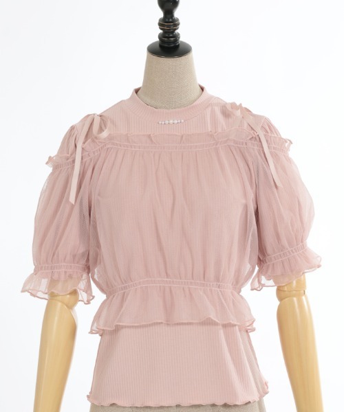 axes femme POETIQUE（アクシーズファムポエティック）の「チュールキャミセットプルオーバー（Tシャツ/カットソー・レディース・ピンク/ブラック/キナリ/ミント・MEDIUM）」の14枚目の写真