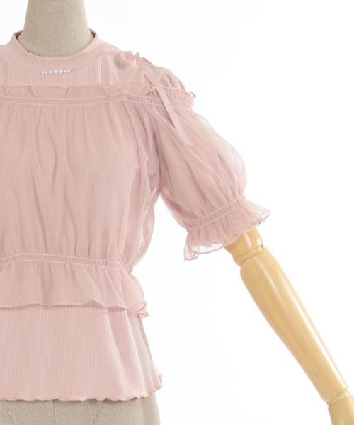 axes femme POETIQUE（アクシーズファムポエティック）の「チュールキャミセットプルオーバー（Tシャツ/カットソー・レディース・ピンク/ブラック/キナリ/ミント・MEDIUM）」の9枚目の写真