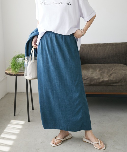 CRAFT STANDARD BOUTIQUE（クラフトスタンダードブティック）の「【キナリノ別注】リネンレーヨンスカート（スカート・レディース・アイボリー/ブラック/チャコールグレー/ネイビー・M/L）」の4枚目の写真