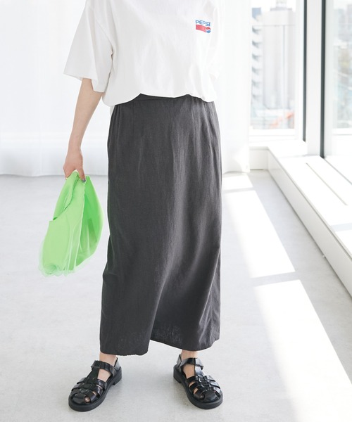 CRAFT STANDARD BOUTIQUE（クラフトスタンダードブティック）の「【キナリノ別注】リネンレーヨンスカート（スカート・レディース・アイボリー/ブラック/チャコールグレー/ネイビー・M/L）」の3枚目の写真