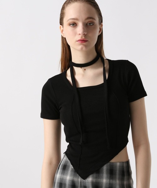 FOREVER 21（フォーエバー トゥエンティーワン）の「【2024SS】ボウタイ付きＴシャツ（Tシャツ/カットソー・レディース・オフホワイト/ブラック/グレー・FREE）」の2枚目の写真