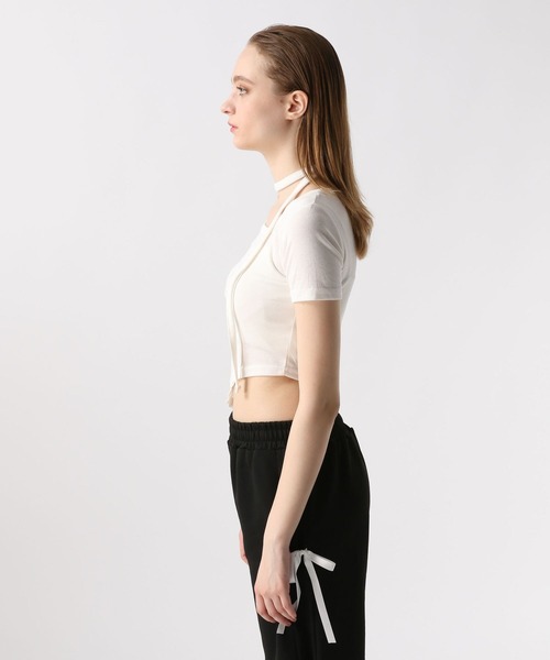 FOREVER 21（フォーエバー トゥエンティーワン）の「【2024SS】ボウタイ付きＴシャツ（Tシャツ/カットソー・レディース・オフホワイト/ブラック/グレー・FREE）」の12枚目の写真