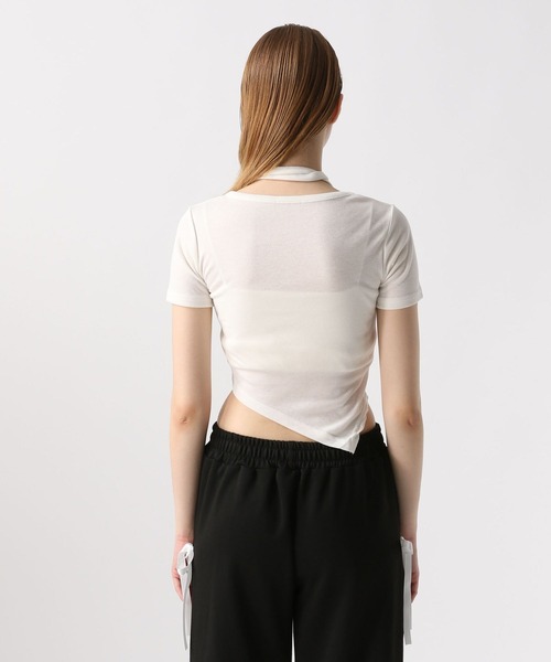 FOREVER 21（フォーエバー トゥエンティーワン）の「【2024SS】ボウタイ付きＴシャツ（Tシャツ/カットソー・レディース・オフホワイト/ブラック/グレー・FREE）」の11枚目の写真