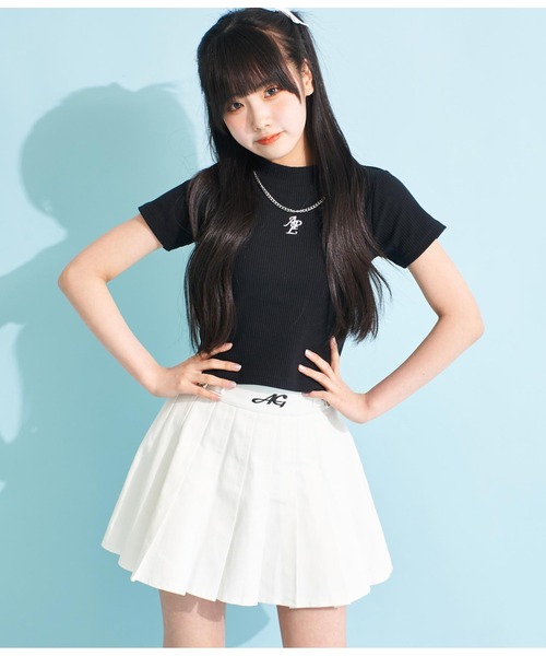 ANAP GiRL(アナップガール)の「ウエストダブルベルトデザインスカート(スカート・キッズ・ブラック/オフホワイト/グレー・XS/M/S)」の6枚目の写真
