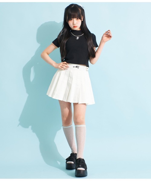 ANAP GiRL(アナップガール)の「ウエストダブルベルトデザインスカート(スカート・キッズ・ブラック/オフホワイト/グレー・XS/M/S)」の7枚目の写真