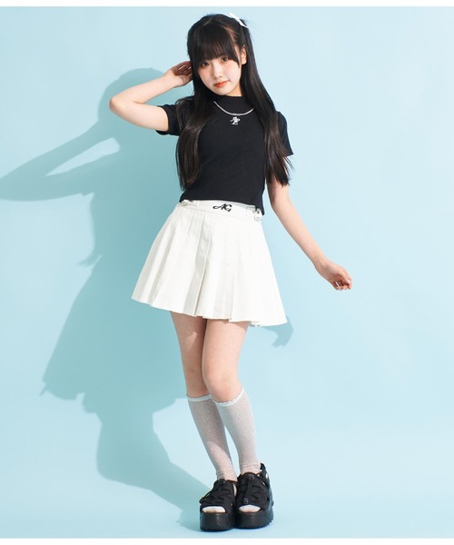 ANAP GiRL(アナップガール)の「ウエストダブルベルトデザインスカート(スカート・キッズ・ブラック/オフホワイト/グレー・XS/M/S)」の8枚目の写真