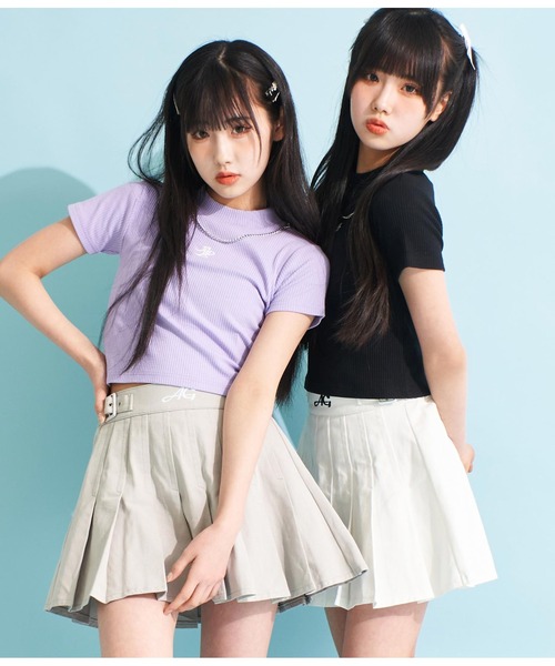 ANAP GiRL(アナップガール)の「ウエストダブルベルトデザインスカート(スカート・キッズ・ブラック/オフホワイト/グレー・XS/M/S)」の12枚目の写真