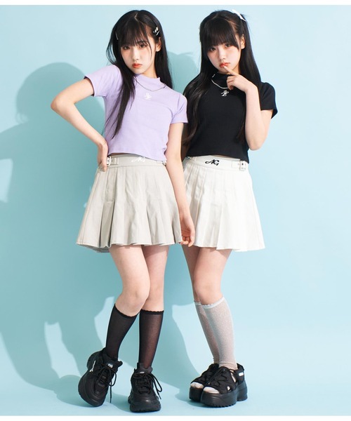 ANAP GiRL(アナップガール)の「ウエストダブルベルトデザインスカート(スカート・キッズ・ブラック/オフホワイト/グレー・XS/M/S)」の13枚目の写真