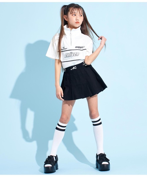 ANAP GiRL(アナップガール)の「ウエストダブルベルトデザインスカート(スカート・キッズ・ブラック/オフホワイト/グレー・XS/M/S)」の21枚目の写真