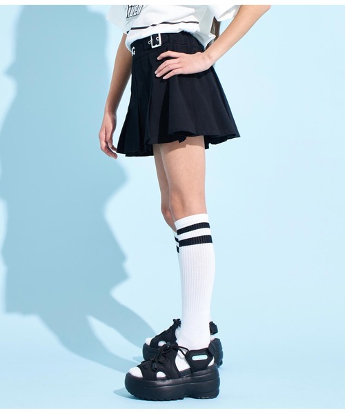 ANAP GiRL(アナップガール)の「ウエストダブルベルトデザインスカート(スカート・キッズ・ブラック/オフホワイト/グレー・XS/M/S)」の16枚目の写真