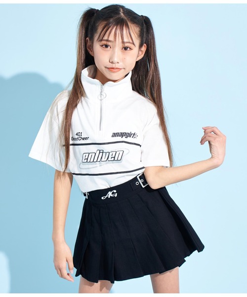 ANAP GiRL(アナップガール)の「ウエストダブルベルトデザインスカート(スカート・キッズ・ブラック/オフホワイト/グレー・XS/M/S)」の20枚目の写真