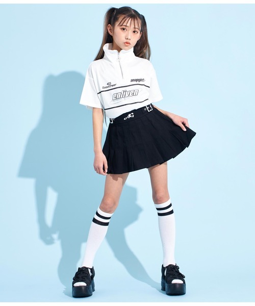 ANAP GiRL(アナップガール)の「ウエストダブルベルトデザインスカート(スカート・キッズ・ブラック/オフホワイト/グレー・XS/M/S)」の22枚目の写真