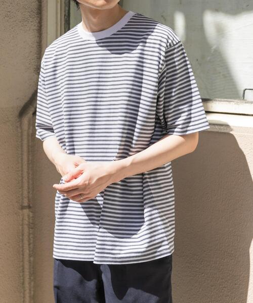 FORK&SPOON（フォークアンドスプーン）の「FORK&SPOON　ボーダーショートスリーブTシャツ（Tシャツ/カットソー・メンズ・ブラック系その他/ブルー系その他/ホワイト系その他・4/5）」の9枚目の写真