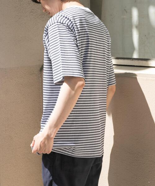 FORK&SPOON（フォークアンドスプーン）の「FORK&SPOON　ボーダーショートスリーブTシャツ（Tシャツ/カットソー・メンズ・ブラック系その他/ブルー系その他/ホワイト系その他・4/5）」の7枚目の写真