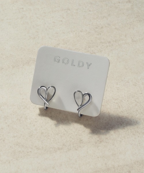 GOLDY（ゴールディ）の「クリア × メタル ミニマム ハート イヤリング（イヤリング・レディース・ゴールド/ピンク系その他/シルバー・FREE）」の6枚目の写真