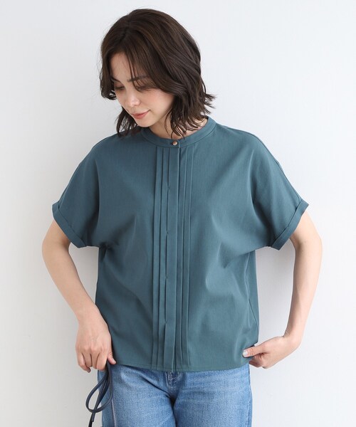 INDIVI(インディヴィ)の「◆【UVケア/接触冷感/SETUP可能】麻混ストレッチ タックブラウス(シャツ/ブラウス・レディース・ブラック/ブルー系8/ライトグレー系3/ベージュ系3・40/05/13/15 /36/38/19)」の4枚目の写真