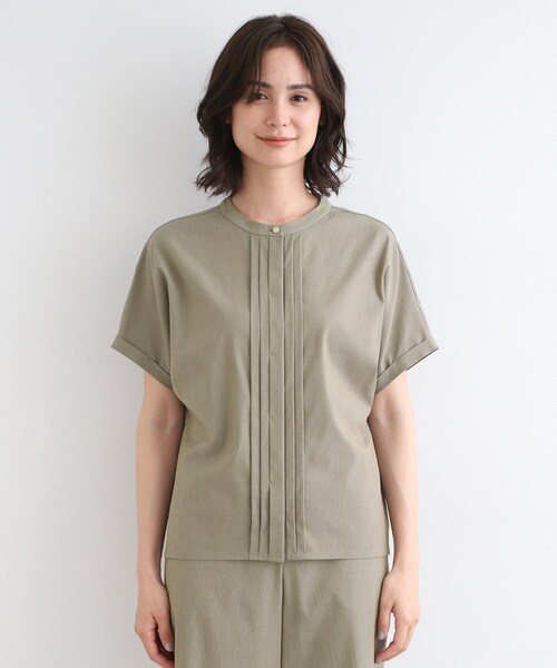 INDIVI(インディヴィ)の「◆【UVケア/接触冷感/SETUP可能】麻混ストレッチ タックブラウス(シャツ/ブラウス・レディース・ブラック/ブルー系8/ライトグレー系3/ベージュ系3・40/05/13/15 /36/38/19)」の10枚目の写真