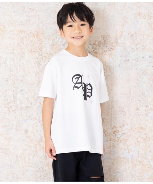 ANAP kids（アナップキッズ）の「オールドイングリッシュ箔プリントビッグTシャツ【親子お揃（Tシャツ/カットソー・キッズ・ブラック/ホワイト・130cm/110cm/120cm）」の22枚目の写真